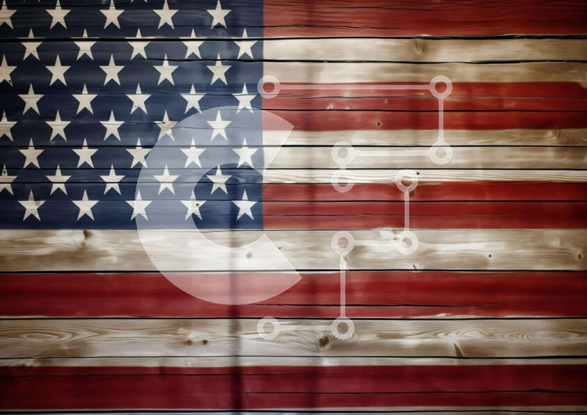 Intra Συλλεκτικό Ξύλινο Παζλ Plywood  4mm - Αμερικανική σημαία ζωγραφισμένη σε ξύλινο τοίχο Σε Ξύλινο Κουτί - Διαστάσεις Puzzle: 10x10 cm – 25 κομμάτια