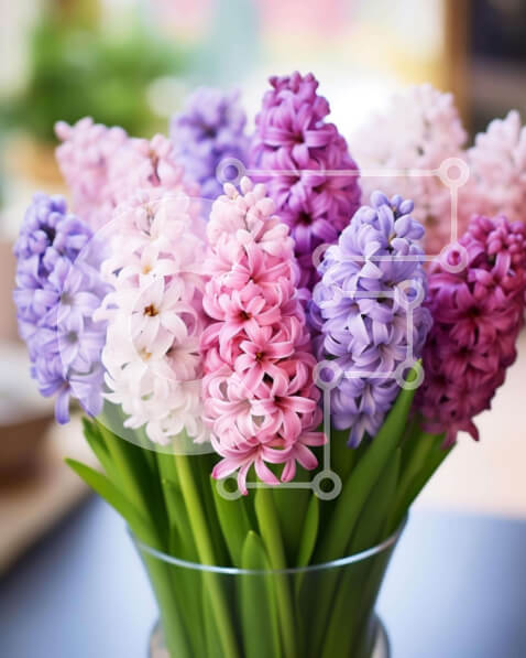 Intra Συλλεκτικό Ξύλινο Παζλ Plywood  4mm - Πολύχρωμοι υάκινθοι σε γυάλινο βάζο Σε Ξύλινο Κουτί - Διαστάσεις: 10x10 cm – 25 κομμάτια