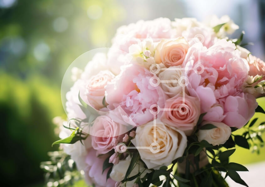 Intra Συλλεκτικό Ξύλινο Παζλ Plywood  4mm - Μπουκέτο με ροζ και λευκά τριαντάφυλλα σε εξωτερικό περιβάλλον Σε Ξύλινο Κουτί - Διαστάσεις: 10x10 cm – 25 κομμάτια