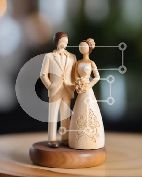 Intra Συλλεκτικό Ξύλινο Παζλ Plywood  4mm - Ξύλινο κάλυμμα γαμήλιας τούρτας με ελκυστικό ζευγάρι Σε Ξύλινο Κουτί - Διαστάσεις Puzzle: 10x10 cm – 25 κομμάτια