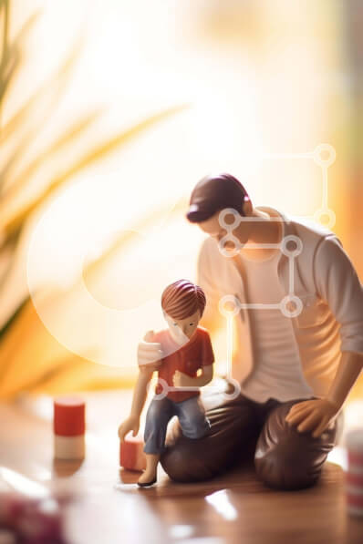 Intra Συλλεκτικό Ξύλινο Παζλ Plywood  4mm - Πατέρας και γιος ειδώλιο Σε Ξύλινο Κουτί - Διαστάσεις Puzzle: 10x10 cm – 25 κομμάτια