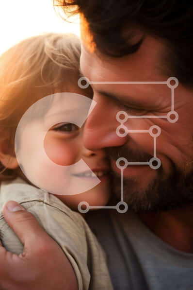 Intra Συλλεκτικό Ξύλινο Παζλ Plywood  4mm - Πατέρας και γιος μοιράζονται μια αγκαλιά Σε Ξύλινο Κουτί - Διαστάσεις Puzzle: 10x10 cm – 25 κομμάτια