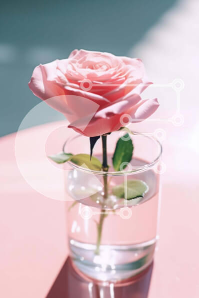 Σετ των 2 Intra Συλλεκτικό Ξύλινο Παζλ Plywood  4mm - Φρέσκο ​​ροζ τριαντάφυλλο σε γυάλινο βάζο με καθαρό νερό Σε Ξύλινο Κουτί - Διαστάσεις: 10x10 cm – 25 κομμάτια