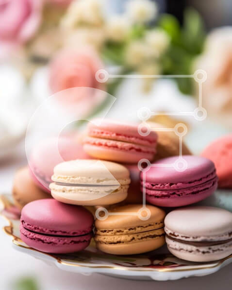 Σετ των 2 Intra Συλλεκτικό Ξύλινο Παζλ Plywood  4mm - Πολύχρωμα αμυγδαλωτά και λουλούδια πιάτο Σε Ξύλινο Κουτί - Διαστάσεις: 10x10 cm – 25 κομμάτια