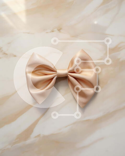 Intra Συλλεκτικό Ξύλινο Παζλ Plywood  4mm - Μπεζ σατέν παπιγιόν σε κομψή μαρμάρινη επιφάνεια Σε Ξύλινο Κουτί - Διαστάσεις Puzzle: 10x10 cm – 25 κομμάτια