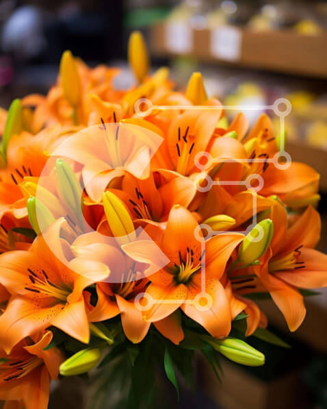 Intra Συλλεκτικό Ξύλινο Παζλ Plywood  4mm - Πορτοκαλί κρίνοι σε γυάλινο βάζο στο τραπέζι Σε Ξύλινο Κουτί - Διαστάσεις: 10x10 cm – 25 κομμάτια