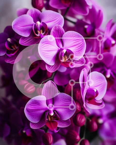 Intra Συλλεκτικό Ξύλινο Παζλ Plywood  4mm - Κοντινό πλάνο μωβ λουλούδια ορχιδέας σε πλήρη άνθιση Σε Ξύλινο Κουτί - Διαστάσεις: 10x10 cm – 25 κομμάτια