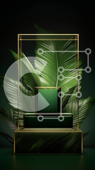 Intra Συλλεκτικό Ξύλινο Παζλ Plywood  4mm - Κομψή πράσινη βάση οθόνης με φύλλα φοίνικα για τη διακόσμηση του σπιτιού σας Σε Ξύλινο Κουτί - Διαστάσεις Puzzle: 10x10 cm – 25 κομμάτια