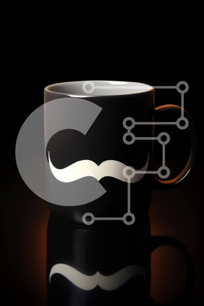 Intra Συλλεκτικό Ξύλινο Παζλ Plywood  4mm - Μαύρη κούπα καφέ με σχέδιο λευκό μουστάκι Σε Ξύλινο Κουτί - Διαστάσεις: 10x10 cm – 25 κομμάτια