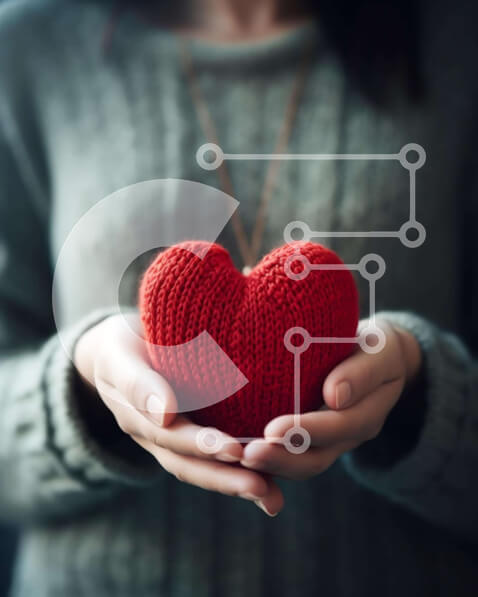 Intra Συλλεκτικό Ξύλινο Παζλ Plywood  4mm - Γυναίκα που κρατά τη διακοσμημένη κόκκινη καρδιά στα χέρια της Σε Ξύλινο Κουτί - Διαστάσεις Puzzle: 10x10 cm – 25 κομμάτια