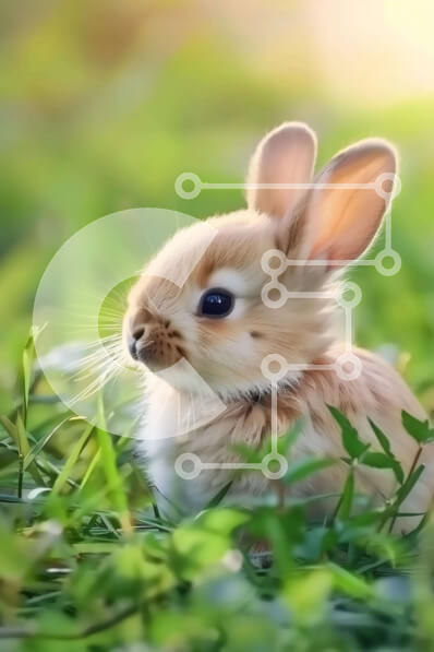 Σετ των 2 Intra Συλλεκτικό Ξύλινο Παζλ Plywood  4mm - Αξιολάτρευτο καφέ λαγουδάκι με πράσινο γρασίδι Σε Ξύλινο Κουτί - Διαστάσεις: 10x10 cm – 25 κομμάτια