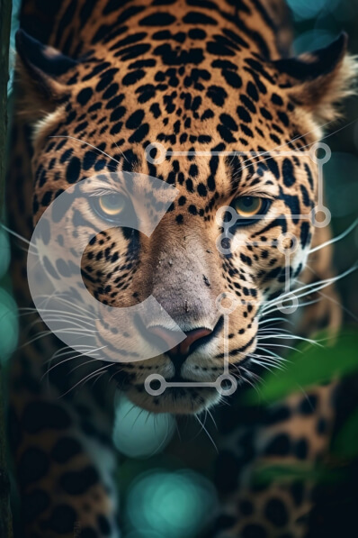 Σετ των 2 Intra Συλλεκτικό Ξύλινο Παζλ Plywood  4mm - Σαγηνευτική εικόνα του προσώπου ενός Jaguar στην άγρια ​​φύση Σε Ξύλινο Κουτί - Διαστάσεις: 10x10 cm – 25 κομμάτια