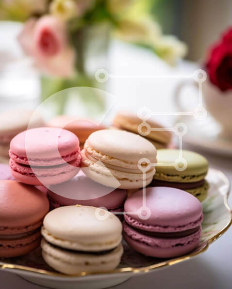 Σετ των 2 Intra Συλλεκτικό Ξύλινο Παζλ Plywood  4mm - Πολύχρωμα αμυγδαλωτά, φλιτζάνια καφέ και τριαντάφυλλα σε ένα πιάτο Σε Ξύλινο Κουτί - Διαστάσεις: 10x10 cm – 25 κομμάτια