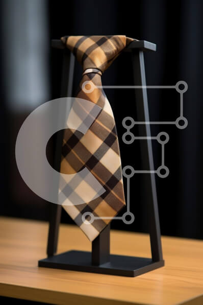 Intra Συλλεκτικό Ξύλινο Παζλ Plywood  4mm - Καφέ και κίτρινη καρό γραβάτα σε κομψό μαύρο σταντ Σε Ξύλινο Κουτί - Διαστάσεις Puzzle: 10x10 cm – 25 κομμάτια