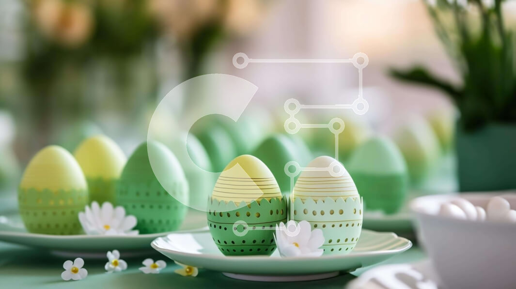 Intra Συλλεκτικό Ξύλινο Παζλ Plywood  4mm - Διακόσμηση πασχαλινών τραπεζιών με πράσινα και λευκά αυγά Σε Ξύλινο Κουτί - Διαστάσεις: 10x10 cm – 25 κομμάτια