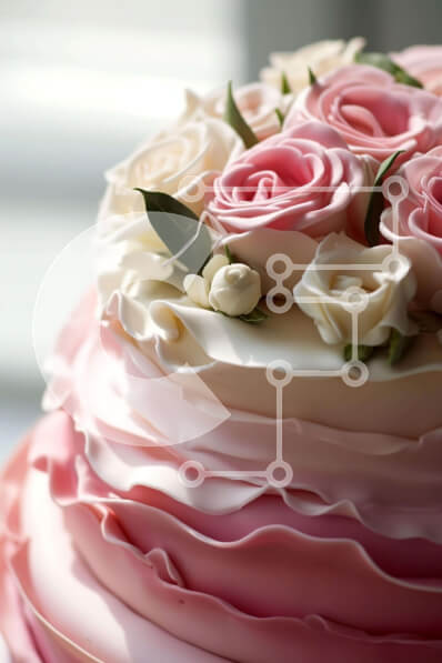 Σετ των 2 Intra Συλλεκτικό Ξύλινο Παζλ Plywood  4mm - Πολυεπίπεδη τούρτα με ροζ και λευκά τριαντάφυλλα Σε Ξύλινο Κουτί - Διαστάσεις: 10x10 cm – 25 κομμάτια