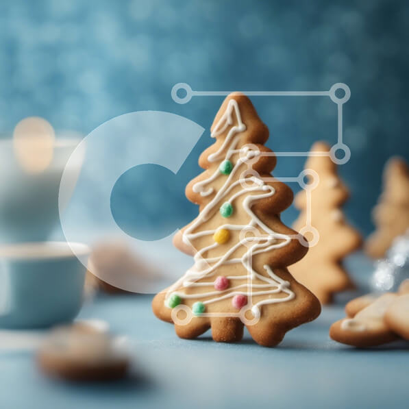 Intra Συλλεκτικό Ξύλινο Παζλ Plywood  4mm - Στολισμένα μπισκότα χριστουγεννιάτικου δέντρου με φλιτζάνια και πιατάκια Σε Ξύλινο Κουτί - Διαστάσεις: 10x10 cm – 25 κομμάτια