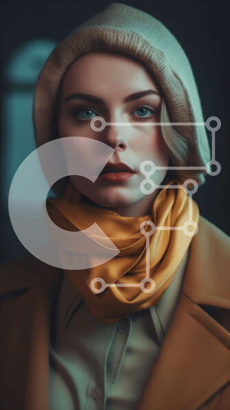 Intra Συλλεκτικό Ξύλινο Παζλ Plywood  4mm - Κομψή γυναίκα με μπεζ παλτό, κίτρινο κασκόλ και μαύρο καπέλο Σε Ξύλινο Κουτί - Διαστάσεις Puzzle: 10x10 cm – 25 κομμάτια