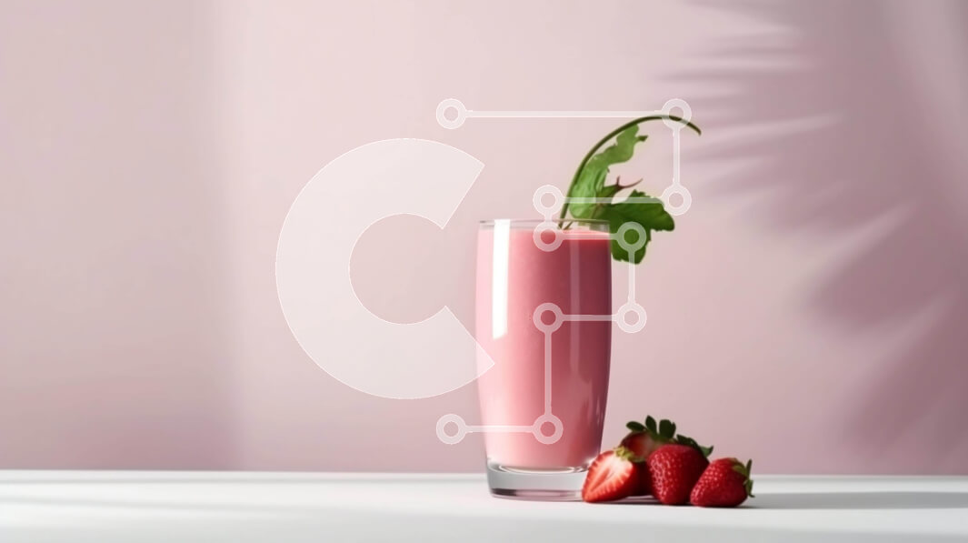 Σετ των 2 Intra Συλλεκτικό Ξύλινο Παζλ Plywood  4mm - Ροζ Smoothie με φράουλες και πράσινα φύλλα Σε Ξύλινο Κουτί - Διαστάσεις: 10x10 cm – 25 κομμάτια