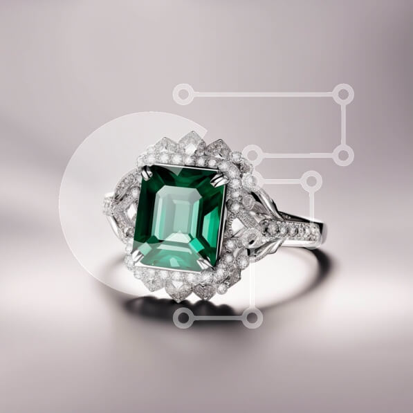 Σετ των 2 Intra Συλλεκτικό Ξύλινο Παζλ Plywood  4mm - Εκπληκτικό διαμαντένιο δαχτυλίδι από σμαραγδένια κοπή με σμαραγδένια πέτρα σε λευκό χρυσό Σε Ξύλινο Κουτί - Διαστάσεις: 10x10 cm – 25 κομμάτια