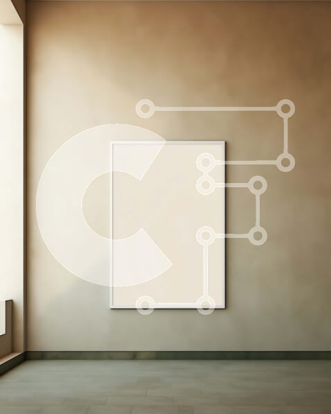 Intra Συλλεκτικό Ξύλινο Παζλ Plywood  4mm - Κενό λευκό πλαίσιο που κρέμεται σε μπεζ τοίχο σε άδειο δωμάτιο Σε Ξύλινο Κουτί - Διαστάσεις Puzzle: 10x10 cm – 25 κομμάτια