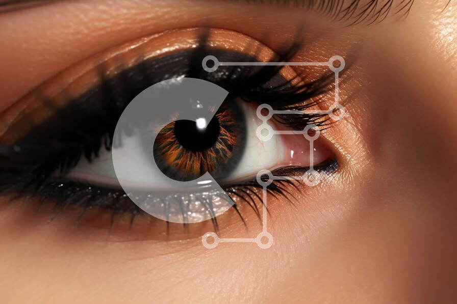 Intra Συλλεκτικό Ξύλινο Παζλ Plywood  4mm - Εκπληκτική κοντινή λήψη γυναικείου ματιού με μακριές βλεφαρίδες και ζεστή καφέ σκιά ματιών Σε Ξύλινο Κουτί - Διαστάσεις Puzzle: 10x10 cm – 25 κομμάτια