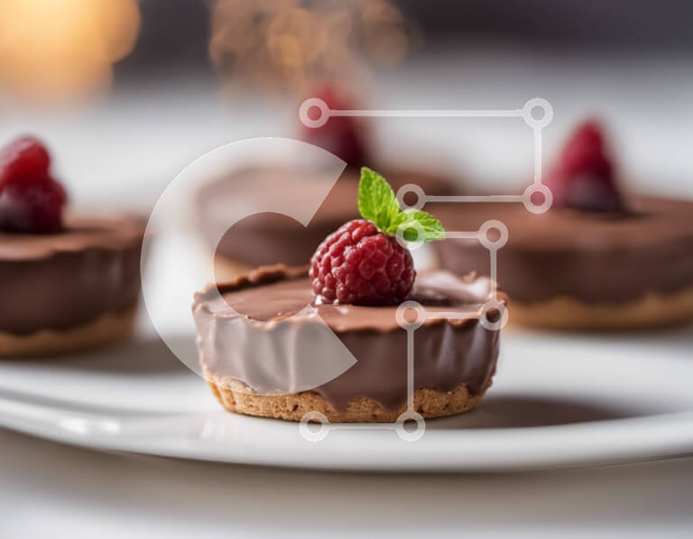 Σετ των 2 Intra Συλλεκτικό Ξύλινο Παζλ Plywood  4mm - Λαχταριστές μίνι τάρτες σοκολάτας με σμέουρα Σε Ξύλινο Κουτί - Διαστάσεις: 10x10 cm – 25 κομμάτια