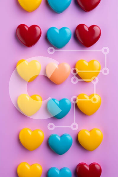 Intra Συλλεκτικό Ξύλινο Παζλ Plywood  4mm - Πολύχρωμες καραμέλες σε σχήμα καρδιάς σε μωβ φόντο Σε Ξύλινο Κουτί - Διαστάσεις Puzzle: 10x10 cm – 25 κομμάτια