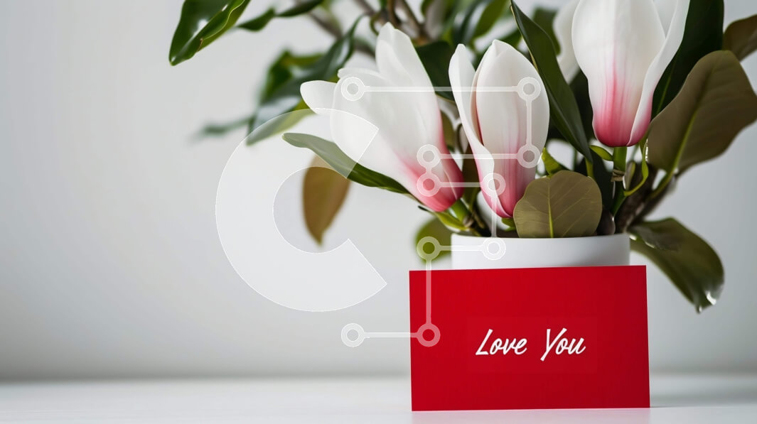 Intra Συλλεκτικό Ξύλινο Παζλ Plywood  4mm - Κόκκινη κάρτα με μήνυμα «Love You» και λευκά λουλούδια Magnolia Σε Ξύλινο Κουτί - Διαστάσεις: 10x10 cm – 25 κομμάτια