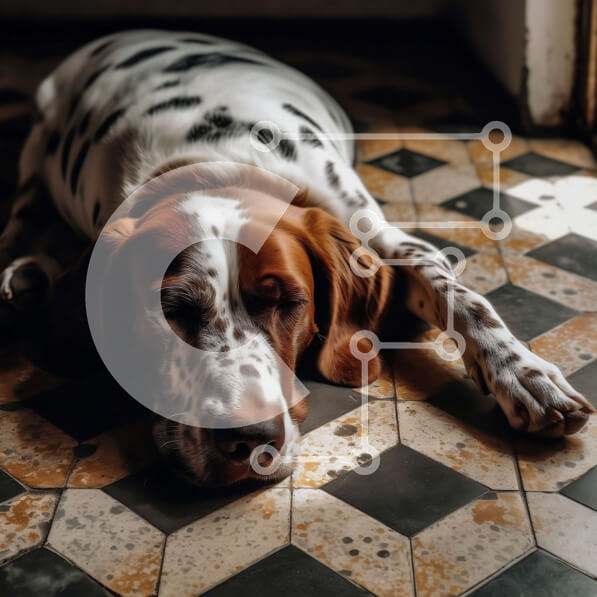 Intra Συλλεκτικό Ξύλινο Παζλ Plywood  4mm - Αξιολάτρευτη εικόνα ενός περίεργου σκύλου ξαπλωμένος σε πλακάκια σκακιέρας Σε Ξύλινο Κουτί - Διαστάσεις: 10x10 cm – 25 κομμάτια