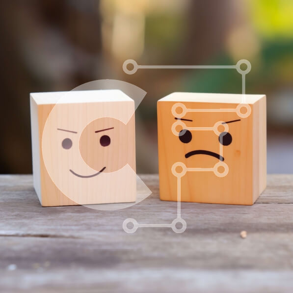 Intra Συλλεκτικό Ξύλινο Παζλ Plywood  4mm - Ξύλινοι μπλοκ με χαμογελαστά και συνοφρυωμένα πρόσωπα Σε Ξύλινο Κουτί - Διαστάσεις: 10x10 cm – 25 κομμάτια