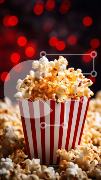 Intra Συλλεκτικό Ξύλινο Παζλ Plywood  4mm - Μπολ με ποπ κορν σε ριγέ χάρτινη τσάντα σε κόκκινο και λευκό ριγέ φόντο Σε Ξύλινο Κουτί - Διαστάσεις: 10x10 cm – 25 κομμάτια