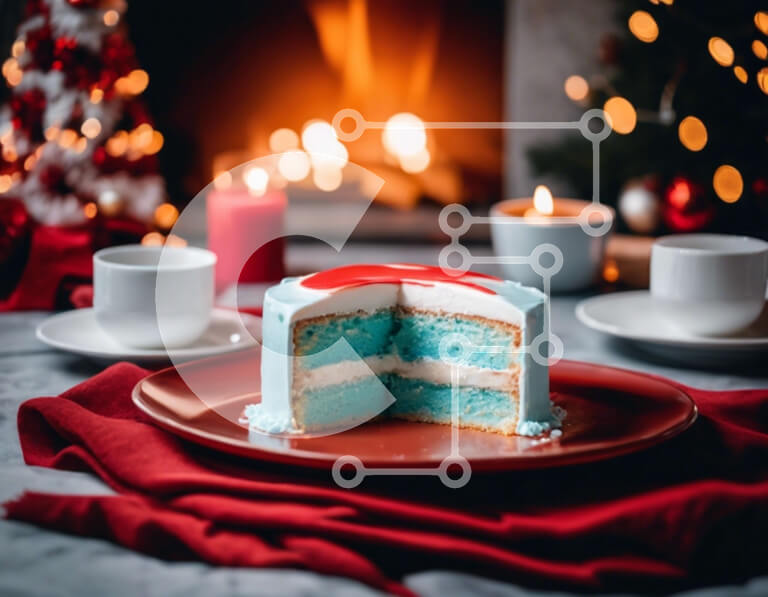 Σετ των 2 Intra Συλλεκτικό Ξύλινο Παζλ Plywood  4mm - Μπλε και άσπρο κέικ με φλιτζάνια καφέ και κεριά Σε Ξύλινο Κουτί - Διαστάσεις: 10x10 cm – 25 κομμάτια