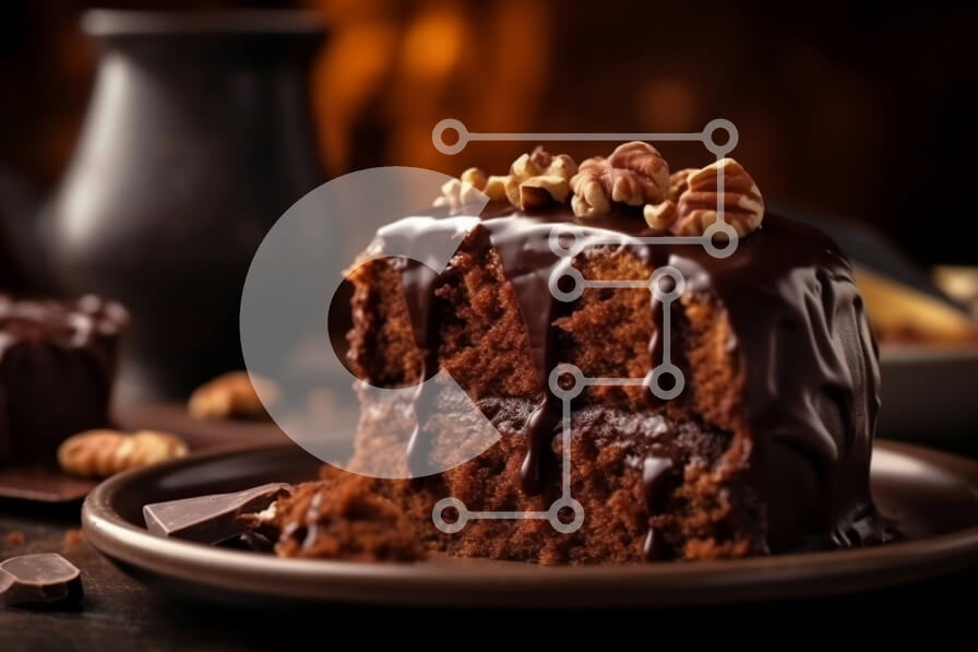 Σετ των 2 Intra Συλλεκτικό Ξύλινο Παζλ Plywood  4mm - Decadent κέικ σοκολάτας με ψιλοκομμένα πεκάν και σάλτσα σοκολάτας Σε Ξύλινο Κουτί - Διαστάσεις: 10x10 cm – 25 κομμάτια