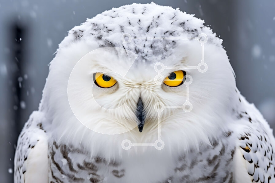 Σετ των 2 Intra Συλλεκτικό Ξύλινο Παζλ Plywood  4mm - Όμορφη εικόνα μιας λευκής κουκουβάγιας στο χιόνι Σε Ξύλινο Κουτί - Διαστάσεις: 10x10 cm – 25 κομμάτια