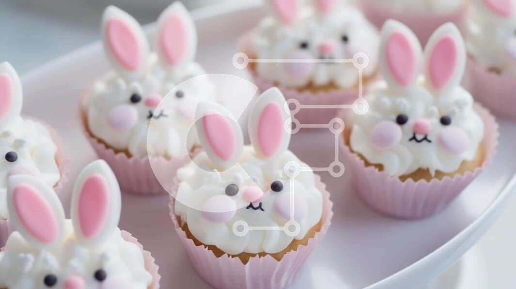 Intra Συλλεκτικό Ξύλινο Παζλ Plywood  4mm - Πασχαλινά Bunny Cupcakes με White Frosting Σε Ξύλινο Κουτί - Διαστάσεις: 10x10 cm – 25 κομμάτια