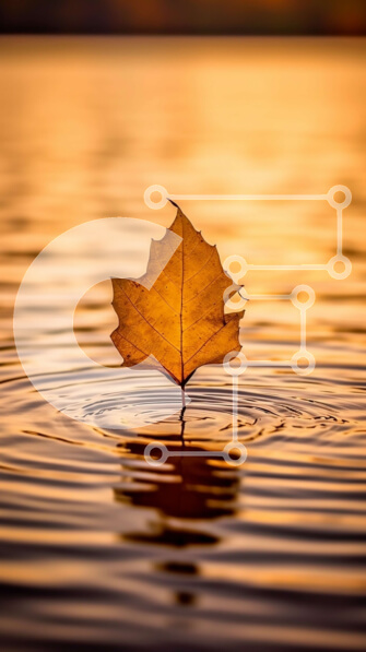 Σετ των 2 Intra Συλλεκτικό Ξύλινο Παζλ Plywood  4mm - Εκπληκτική λήψη ηλιοβασιλέματος με κίτρινο φύλλο που επιπλέει στην ήρεμη λίμνη Σε Ξύλινο Κουτί - Διαστάσεις: 10x10 cm – 25 κομμάτια