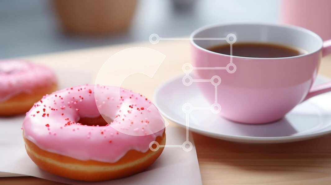 Σετ των 2 Intra Συλλεκτικό Ξύλινο Παζλ Plywood  4mm - Δύο ροζ ντόνατς και καφές στο τραπέζι Σε Ξύλινο Κουτί - Διαστάσεις: 10x10 cm – 25 κομμάτια