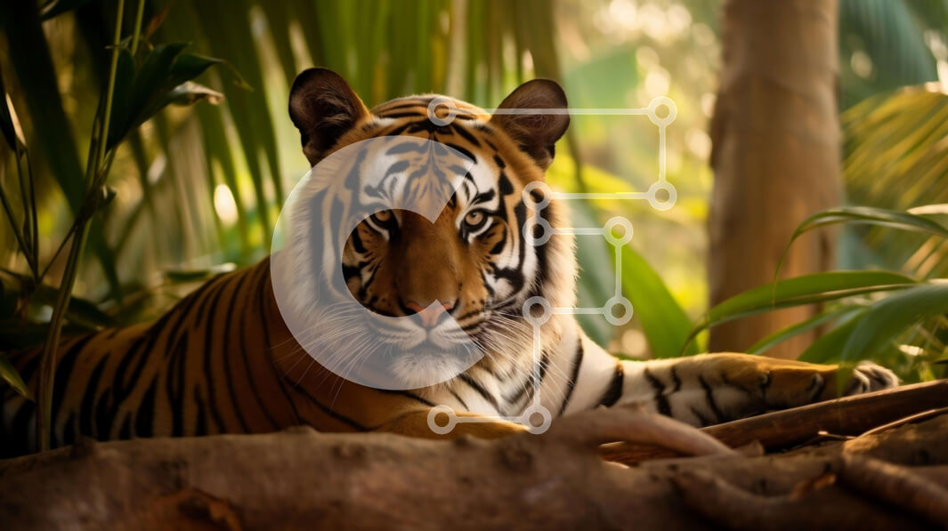 Intra Συλλεκτικό Ξύλινο Παζλ Plywood  4mm - Τίγρη που αναπαύεται στο δάσος Σε Ξύλινο Κουτί - Διαστάσεις: 10x10 cm – 25 κομμάτια