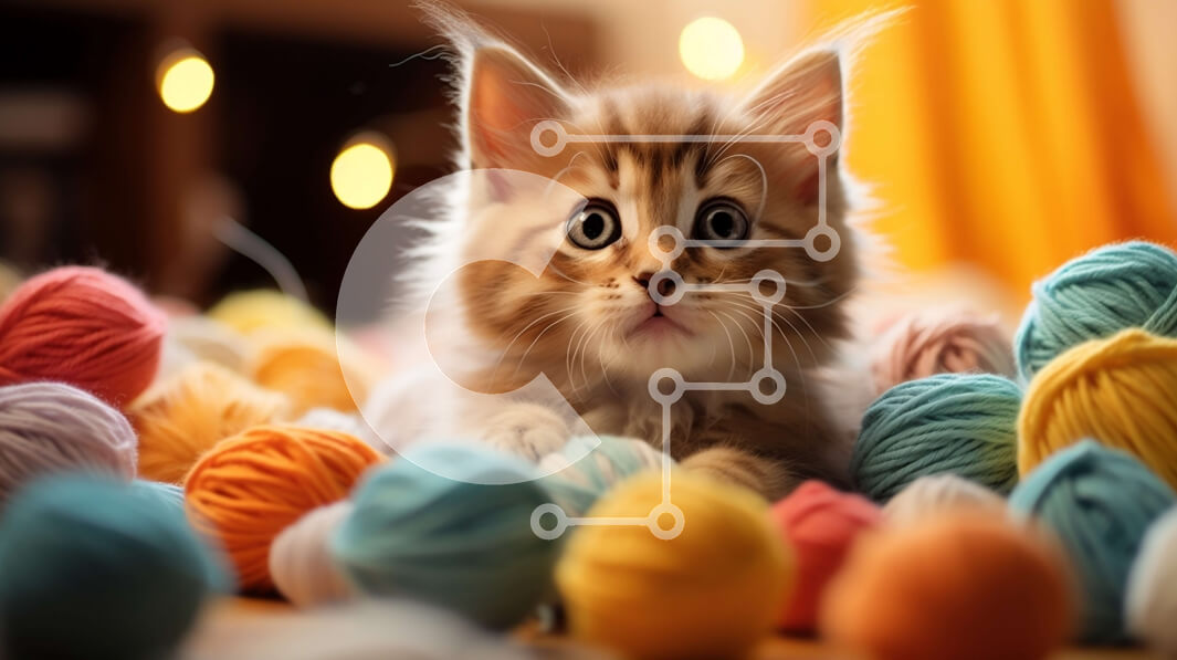 Σετ των 2 Intra Συλλεκτικό Ξύλινο Παζλ Plywood  4mm - Αξιολάτρευτο γατάκι που παίζει με πολύχρωμα νήματα Σε Ξύλινο Κουτί - Διαστάσεις: 10x10 cm – 25 κομμάτια