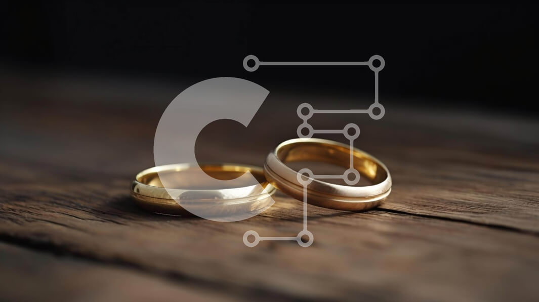 Σετ των 2 Intra Συλλεκτικό Ξύλινο Παζλ Plywood  4mm - Χρυσές Βέρες σε ξύλινη επιφάνεια Σε Ξύλινο Κουτί - Διαστάσεις: 10x10 cm – 25 κομμάτια