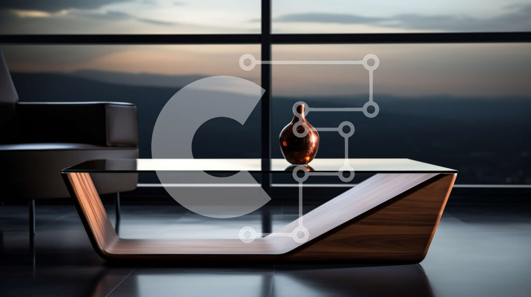 Intra Συλλεκτικό Ξύλινο Παζλ Plywood  4mm - Κομψό και μινιμαλιστικό γυάλινο τραπεζάκι σαλονιού με θέα στο βουνό Σε Ξύλινο Κουτί - Διαστάσεις Puzzle: 10x10 cm – 25 κομμάτια