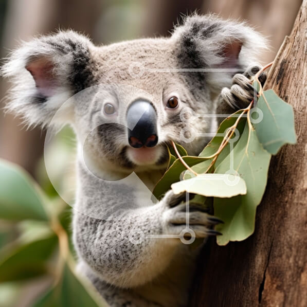 Intra Συλλεκτικό Ξύλινο Παζλ Plywood  4mm - Αξιολάτρευτη εικόνα ενός κοάλα σε ένα κλαδί δέντρου που τρώει ένα φύλλο ευκαλύπτου Σε Ξύλινο Κουτί - Διαστάσεις: 10x10 cm – 25 κομμάτια