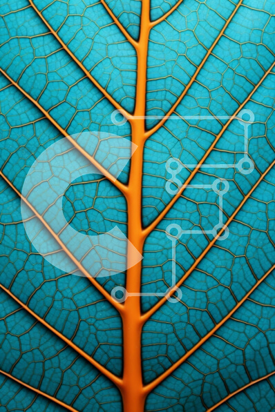 Σετ των 2 Intra Συλλεκτικό Ξύλινο Παζλ Plywood  4mm - Ζωντανό μπλε φύλλο με πορτοκαλί φλέβα από κοντά Σε Ξύλινο Κουτί - Διαστάσεις: 10x10 cm – 25 κομμάτια