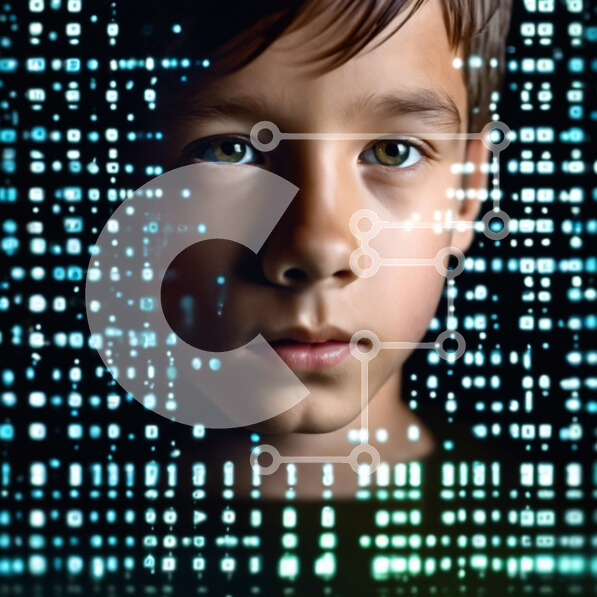 Intra Συλλεκτικό Ξύλινο Παζλ Plywood  4mm - Νεαρό αγόρι μπροστά από ψηφιακούς αριθμούς και σύμβολα Σε Ξύλινο Κουτί - Διαστάσεις Puzzle: 10x10 cm – 25 κομμάτια