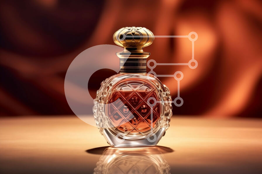 Intra Συλλεκτικό Ξύλινο Παζλ Plywood  4mm - Κομψό μπουκάλι αρώματος σε κόκκινο φόντο Σε Ξύλινο Κουτί - Διαστάσεις Puzzle: 10x10 cm – 25 κομμάτια