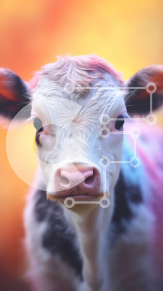 Σετ των 2 Intra Συλλεκτικό Ξύλινο Παζλ Plywood  4mm - Κοντινή όψη του προσώπου της αγελάδας με άσπρο και μαύρο στίγματα Σε Ξύλινο Κουτί - Διαστάσεις: 10x10 cm – 25 κομμάτια