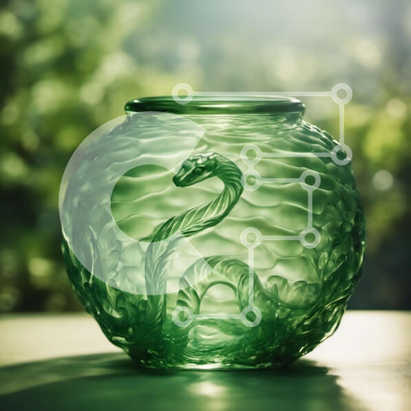 Intra Συλλεκτικό Ξύλινο Παζλ Plywood  4mm - Πράσινο γυάλινο βάζο με σχέδιο φιδιού Σε Ξύλινο Κουτί - Διαστάσεις: 10x10 cm – 25 κομμάτια