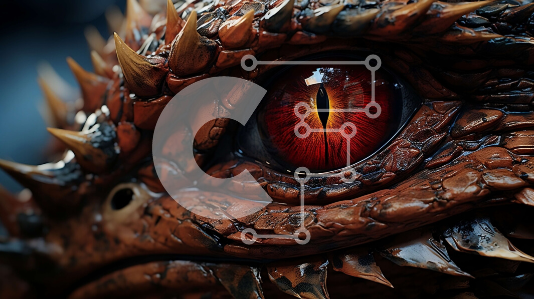 Σετ των 2 Intra Συλλεκτικό Ξύλινο Παζλ Plywood  4mm - Εκπληκτική κοντινή πλάνο του ματιού ενός δράκου με την κόκκινη ίριδα και τους αιχμηρούς κυνόδοντες Σε Ξύλινο Κουτί - Διαστάσεις: 10x10 cm – 25 κομμάτια