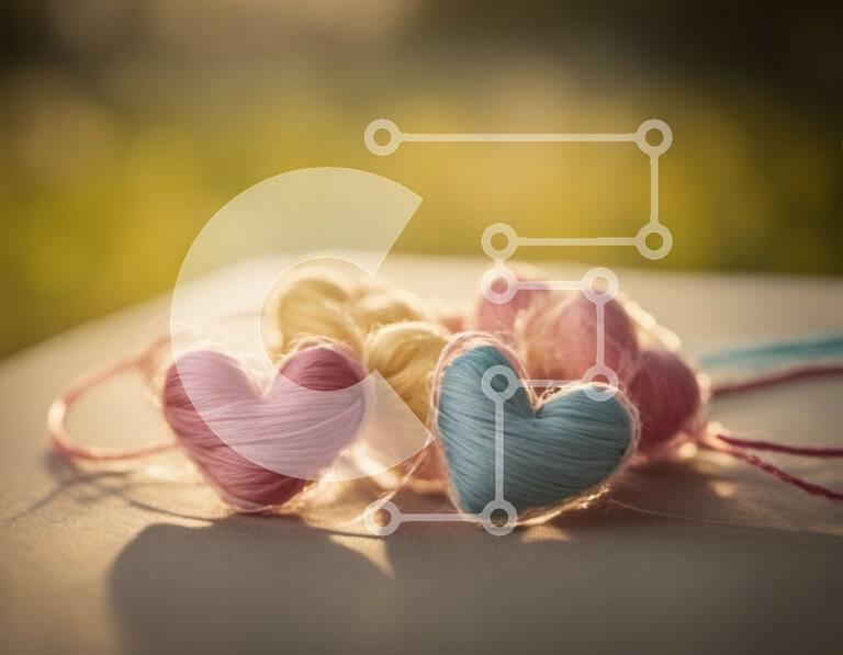 Intra Συλλεκτικό Ξύλινο Παζλ Plywood  4mm - Πολύχρωμα νήματα σε σχήμα καρδιάς σε ένα άδειο τραπέζι Σε Ξύλινο Κουτί - Διαστάσεις Puzzle: 10x10 cm – 25 κομμάτια